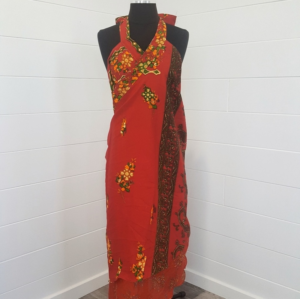 Coachella Magic Wrap Reversible Orange Print Skirt